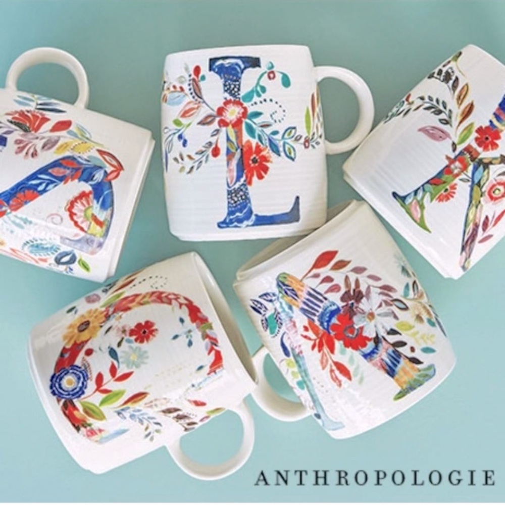 Anthropology Initial N Mug Coffee Cup New